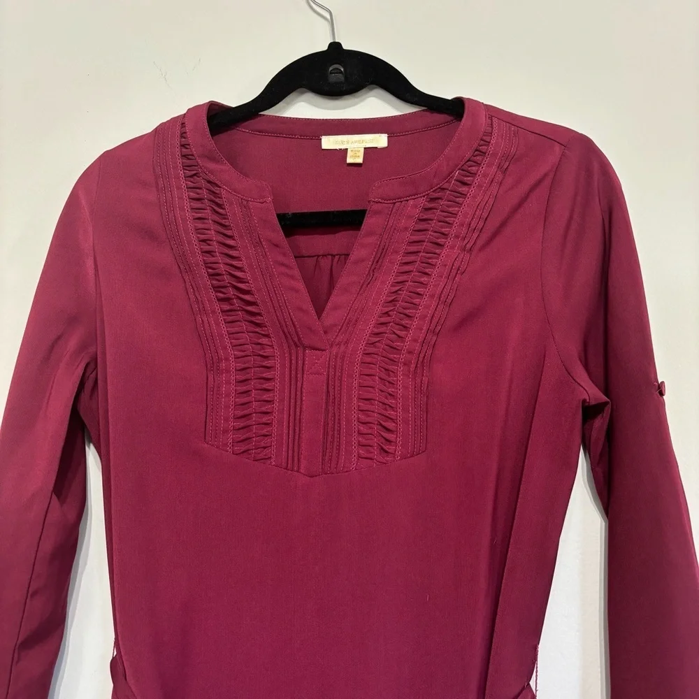 Skies Are Blue Burgundy
Anthropologie Belted Shirt Dress. Size S - Picture 2 of 5